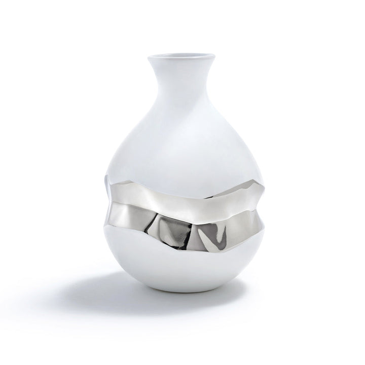 Talianna Oro Bud Vase, White & Silver by ANNA New York