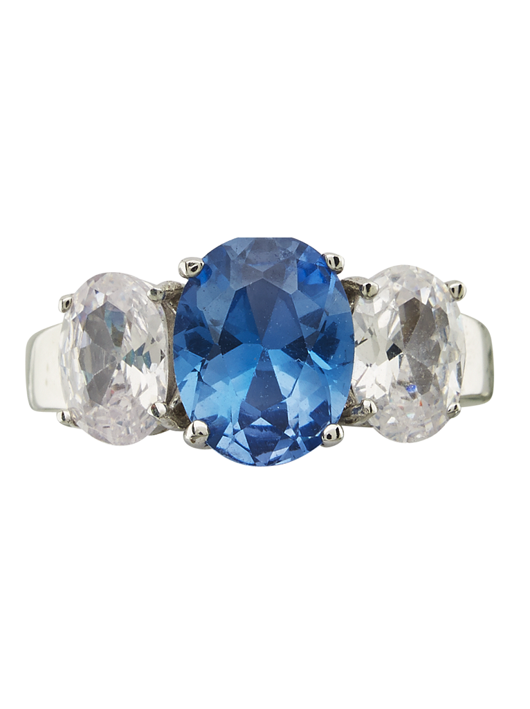Sterling Silver Blue Topaz Triple Ovaline Anniversary Ring by Sterling Forever