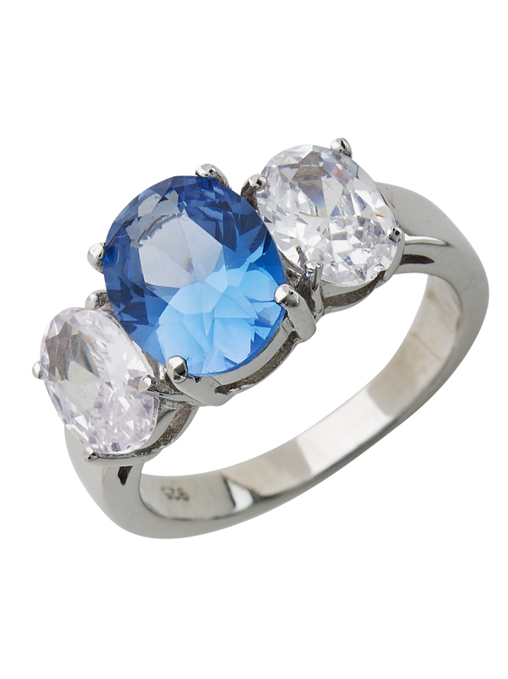 Sterling Silver Blue Topaz Triple Ovaline Anniversary Ring by Sterling Forever