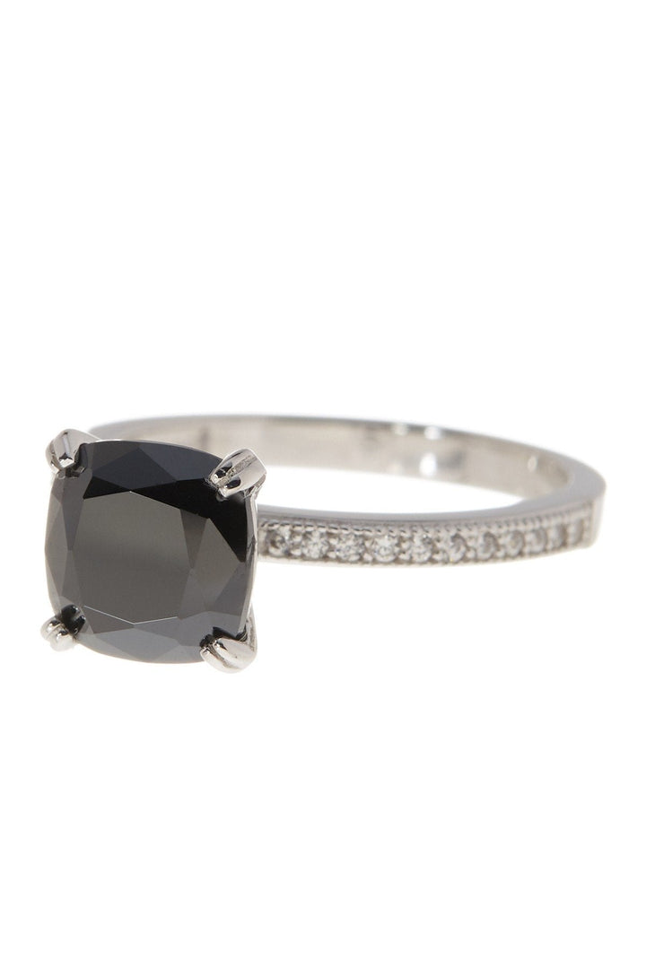 Sterling Silver Cushion Black CZ Solitaire Ring by Sterling Forever