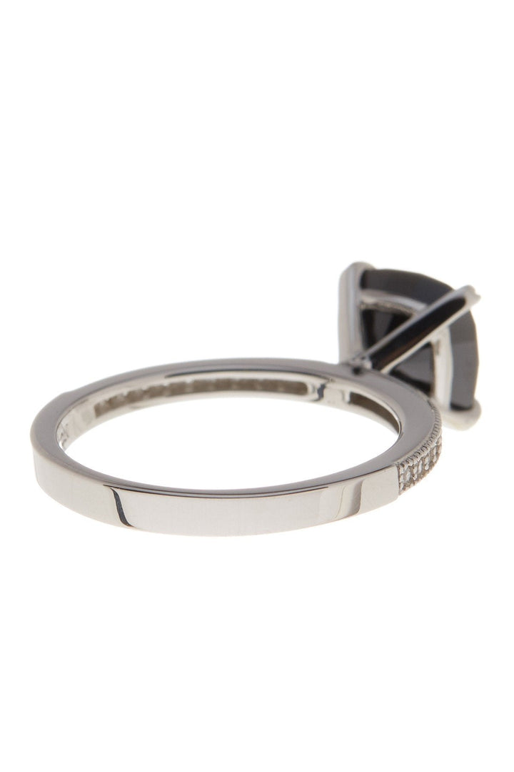 Sterling Silver Cushion Black CZ Solitaire Ring by Sterling Forever