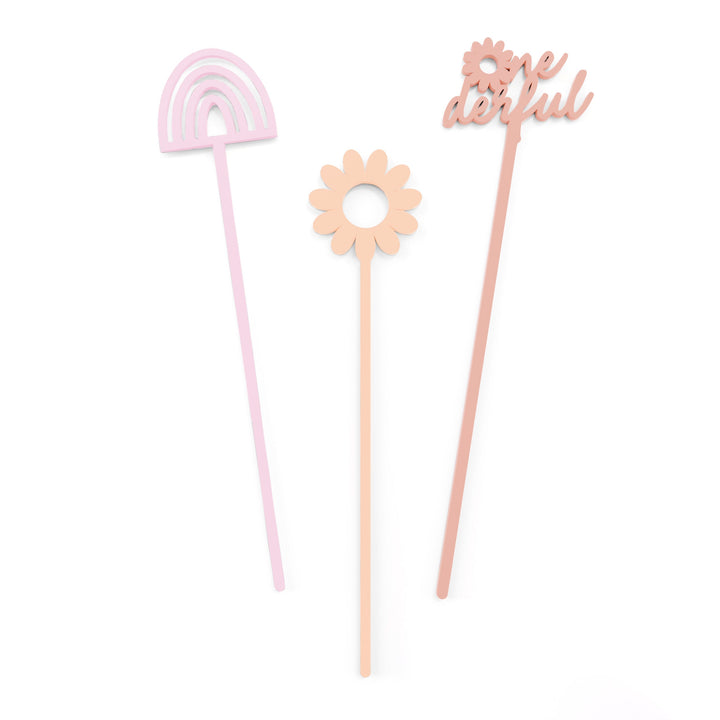 Onederful Acrylic Drink Stirrers, Pack of 12 by The Cotton & Canvas Co.