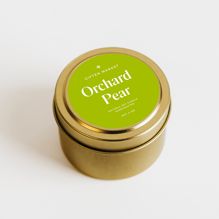Orchard Pear Gold Travel Candle by Giften Market