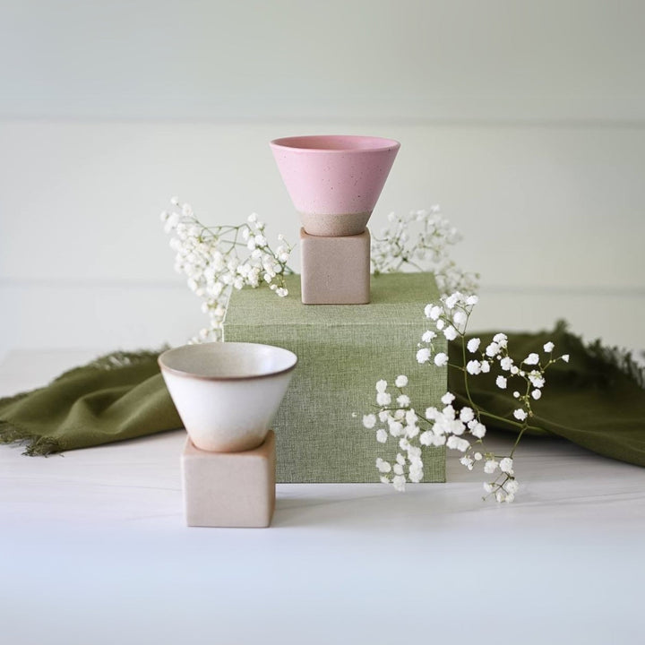 Pink Coffee Mug with Base - 6.8 oz/200ml by Aprika Life