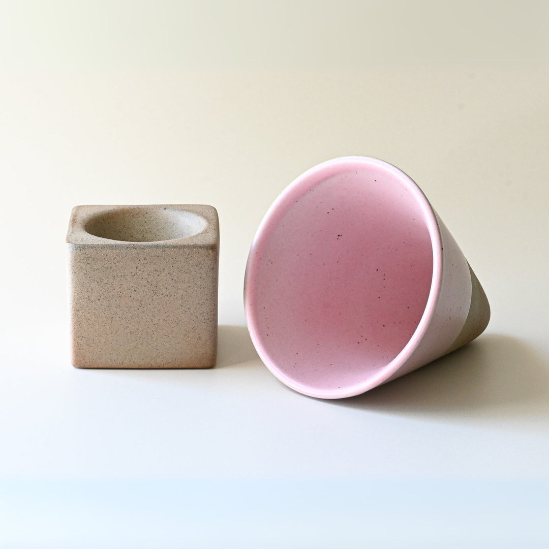 Pink Coffee Mug with Base - 6.8 oz/200ml by Aprika Life