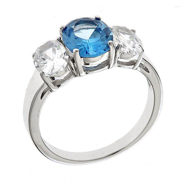 Sterling Silver Blue Topaz Triple Ovaline Anniversary Ring by Sterling Forever