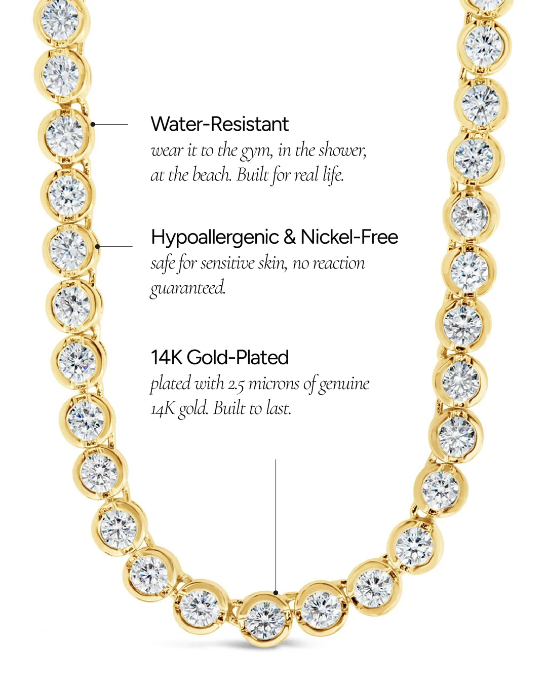 Helene Bezel CZ Tennis Necklace