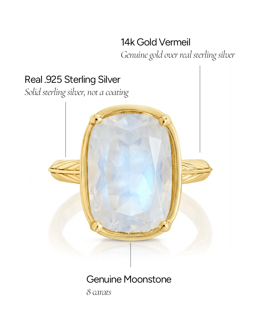 Elongated Cushion Moonstone Cocktail Ring