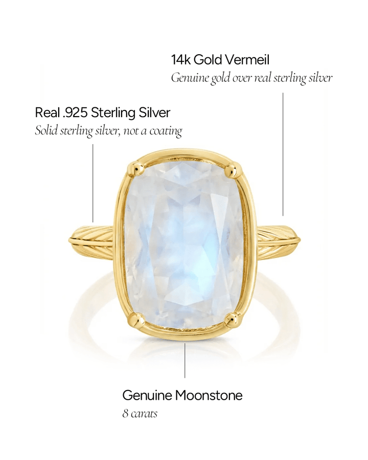 Elongated Cushion Moonstone Cocktail Ring