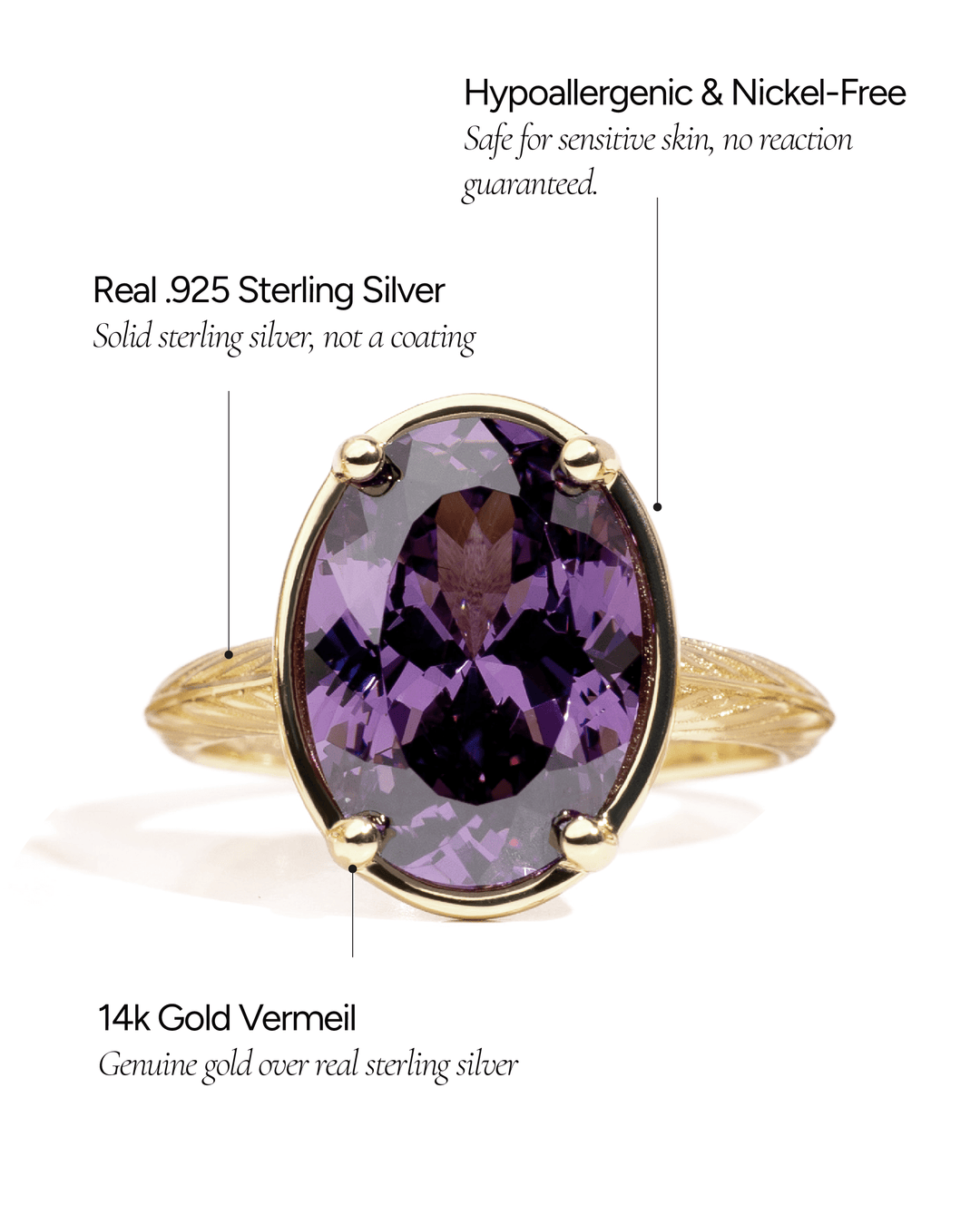 Oval Cut Amethyst CZ Cocktail Ring