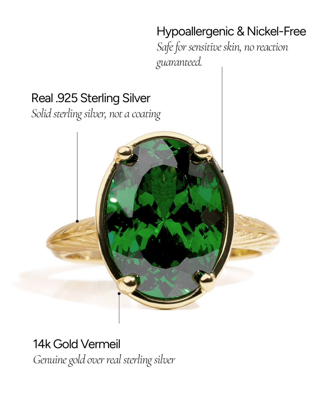 Oval Cut Emerald CZ Cocktail Ring