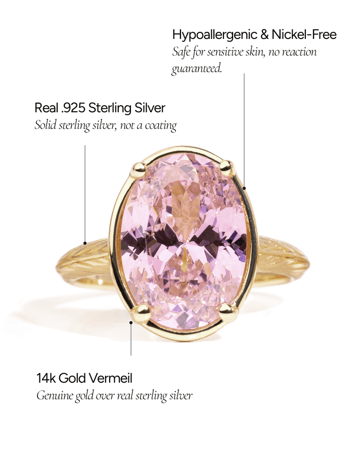 Pink Sapphire Oval Cut CZ Cocktail Ring
