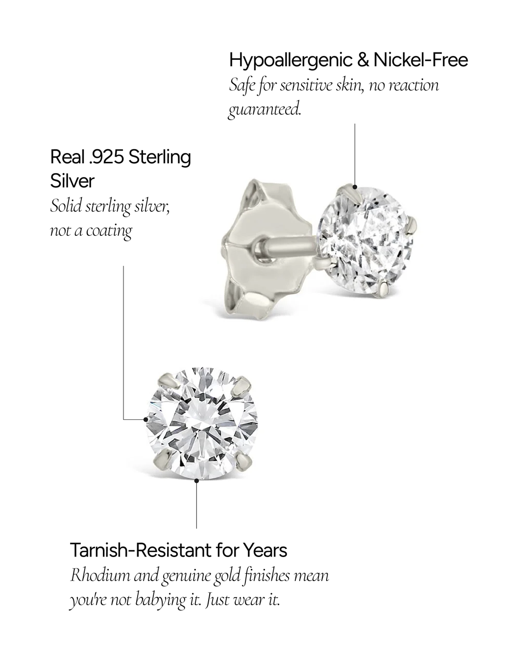CZ Stud Earrings - 4mm