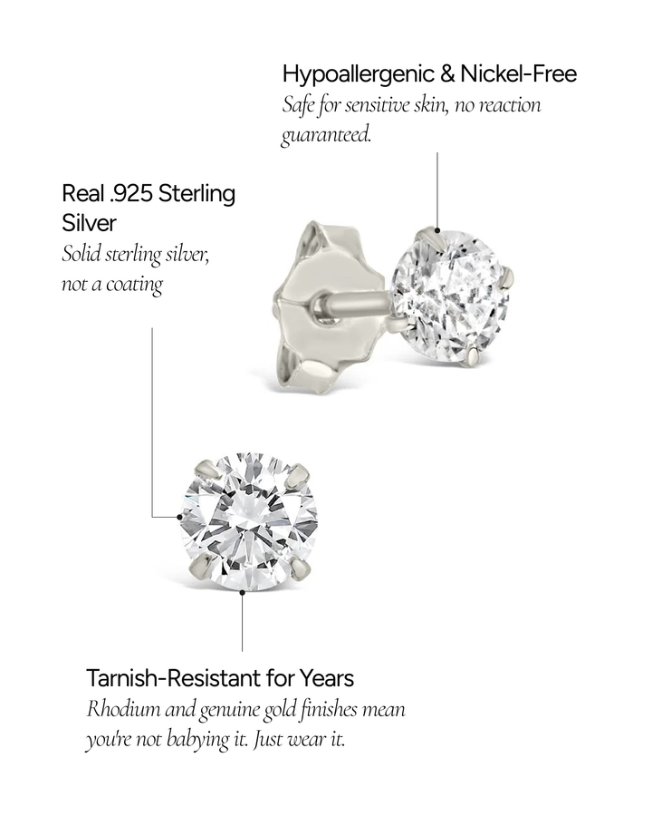 CZ Stud Earrings - 4mm