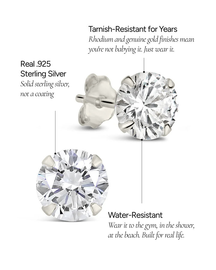 CZ Stud Earrings - 6mm