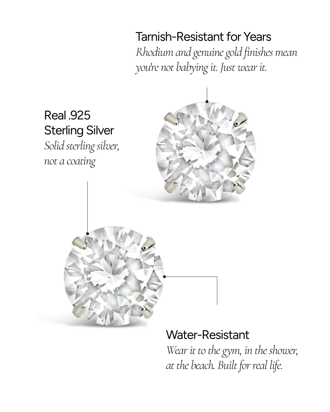 CZ Stud Earrings - 8mm