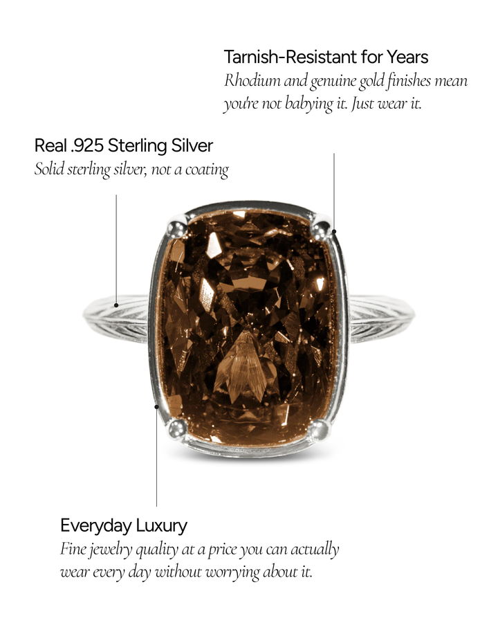 Chocolate CZ  Elongated Cushion Cocktail Ring