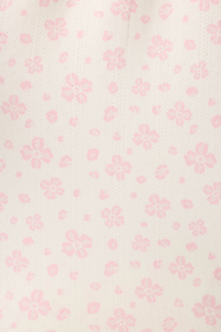 Pretty Petals Sweet Pink Floral Print Open Leg Pants
