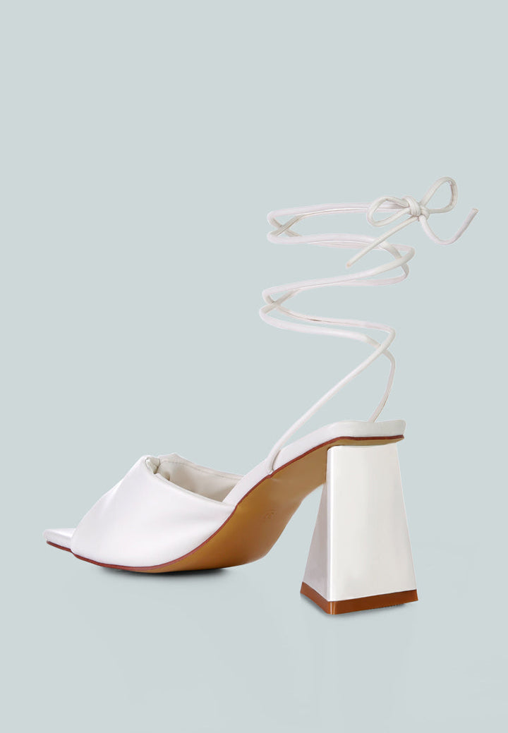 primavera ruched triangular heel lace up sandal by London Rag