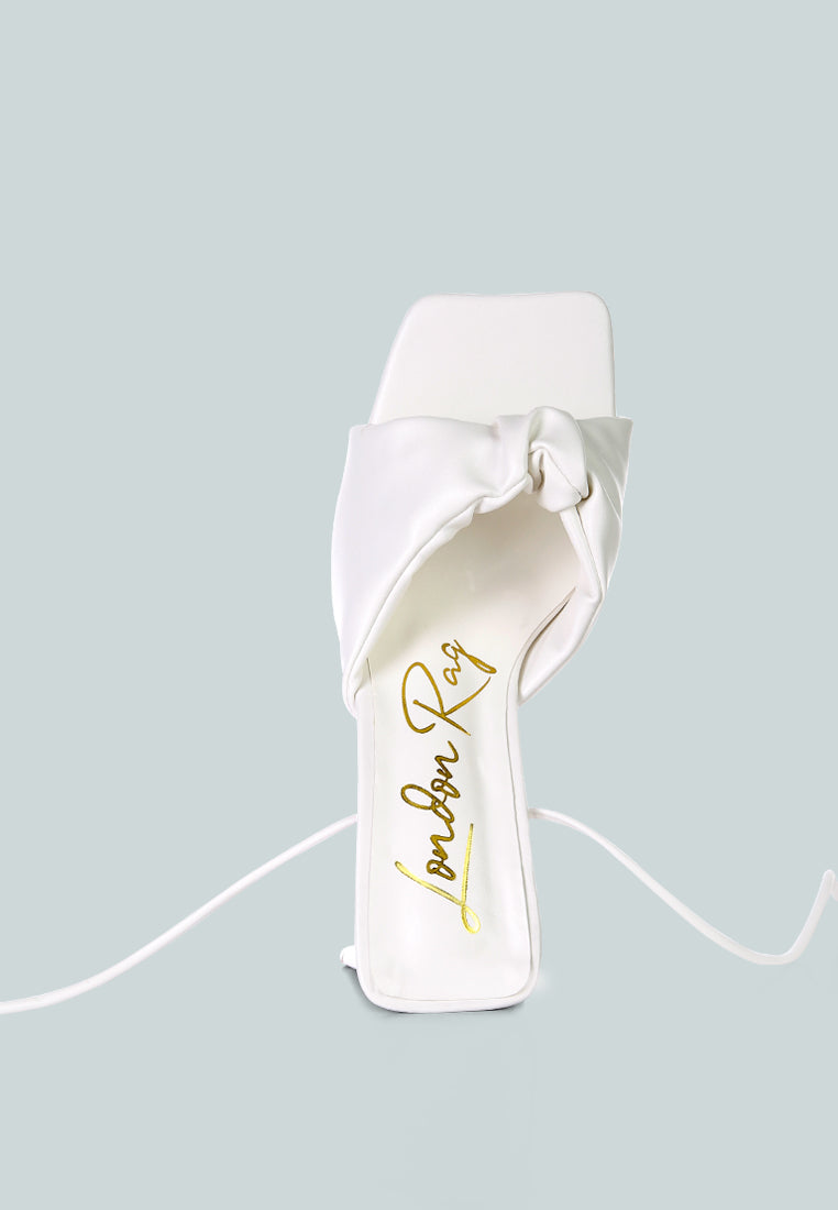 primavera ruched triangular heel lace up sandal by London Rag