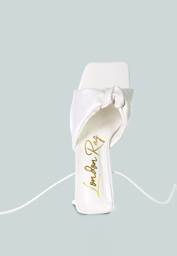 primavera ruched triangular heel lace up sandal by London Rag