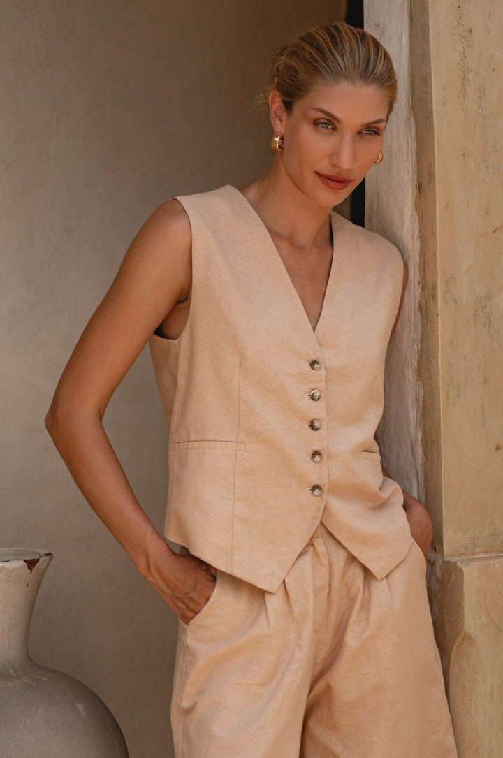 Paige Linen Vest by Bali Lane