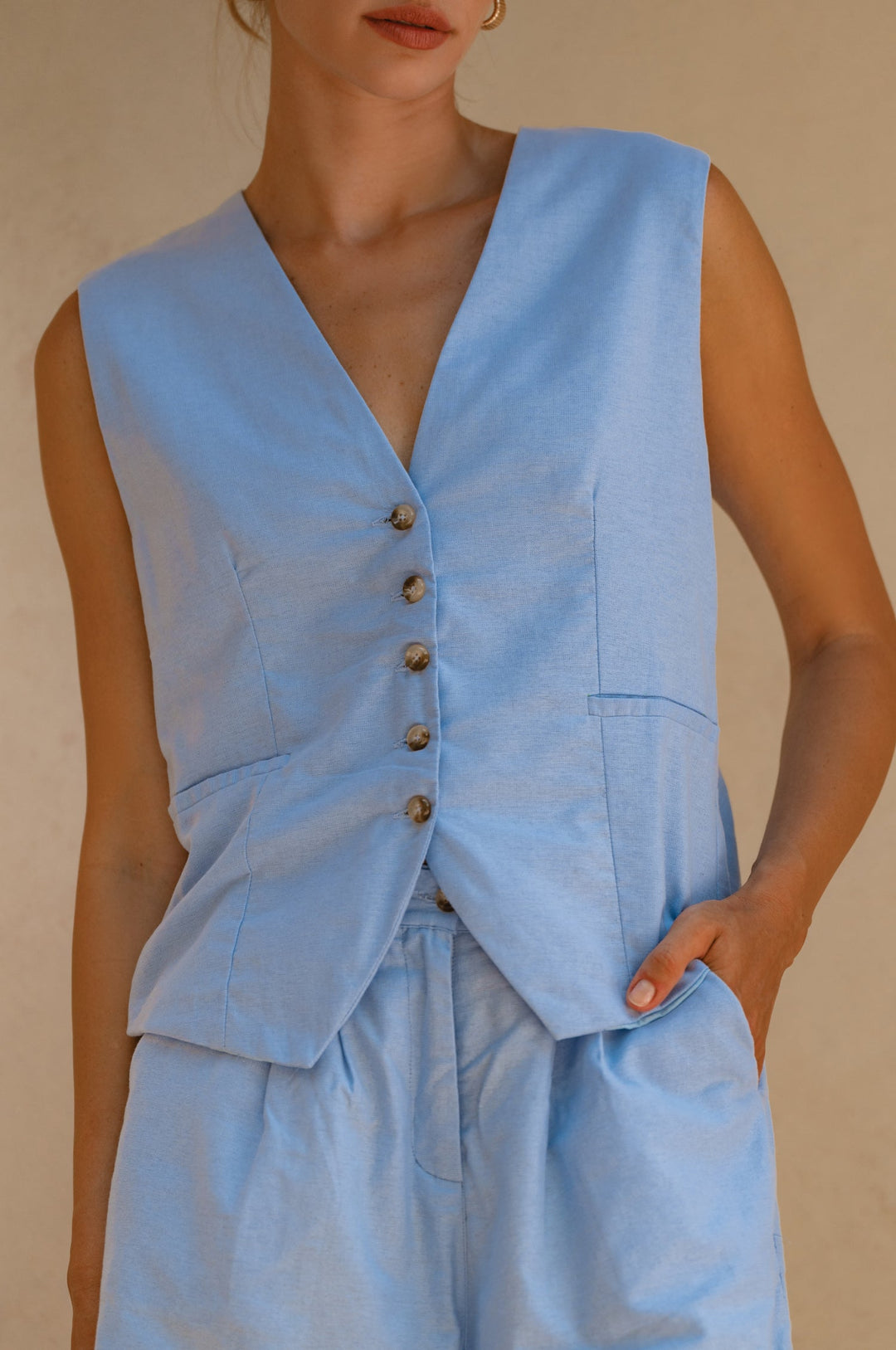 Paige Linen Vest by Bali Lane