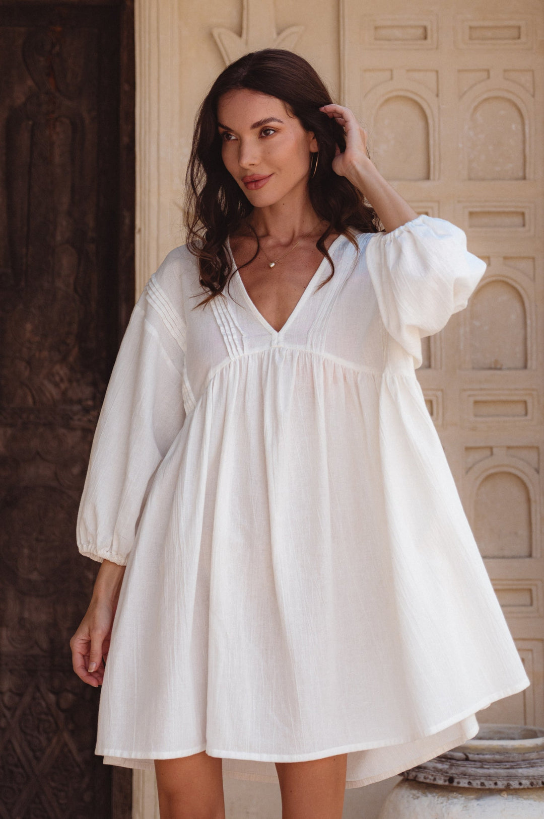 Palmira Handcrafted Linen Mini Dress by Bali Lane
