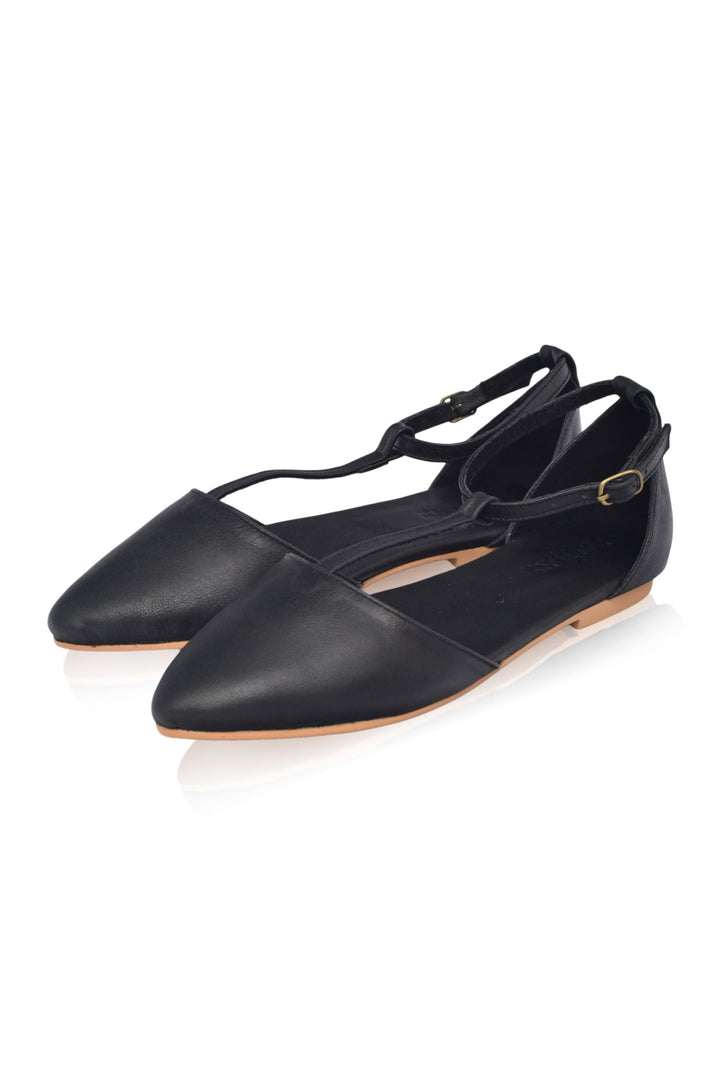 Paula Pointy Leather Flats by Bali Lane