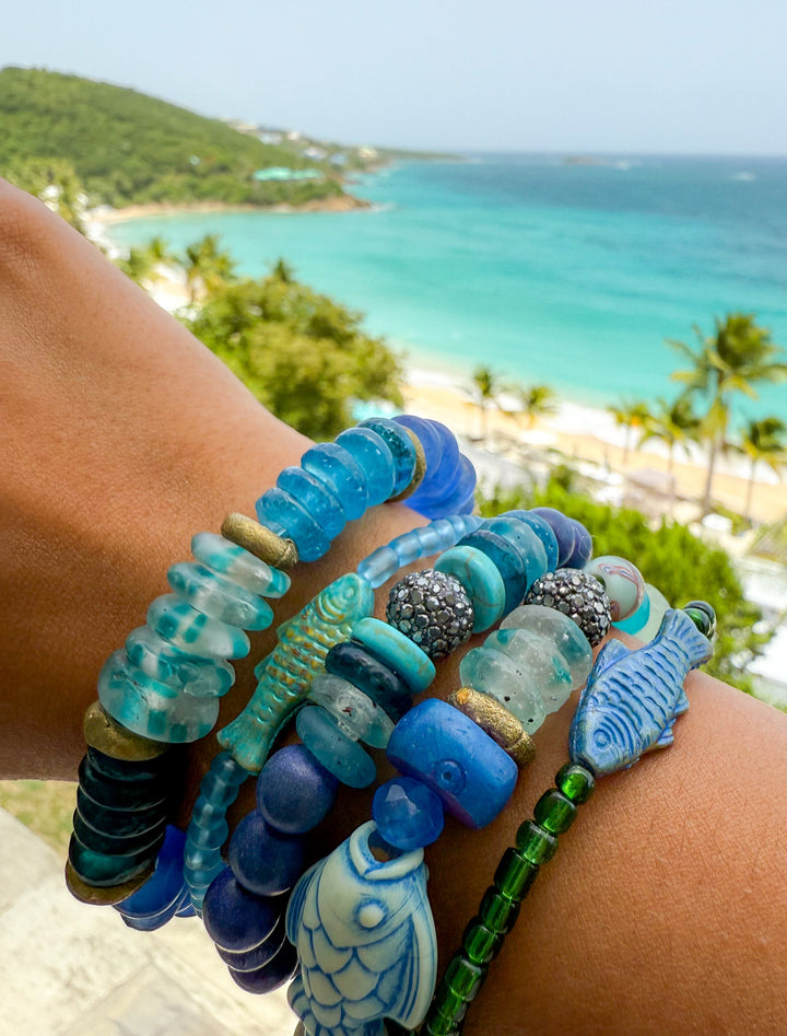 Intricate Stack Bracelet | Glass Azul