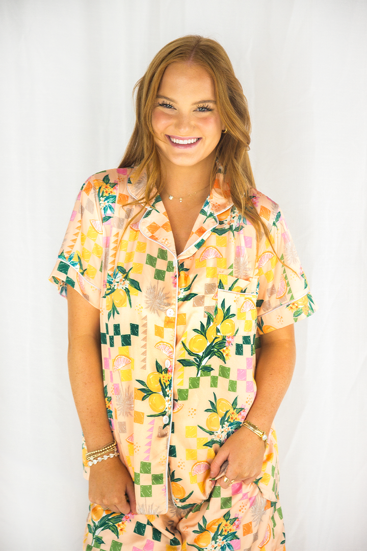 Checkered Picnic Satin Pajamas by Spikes and Seams