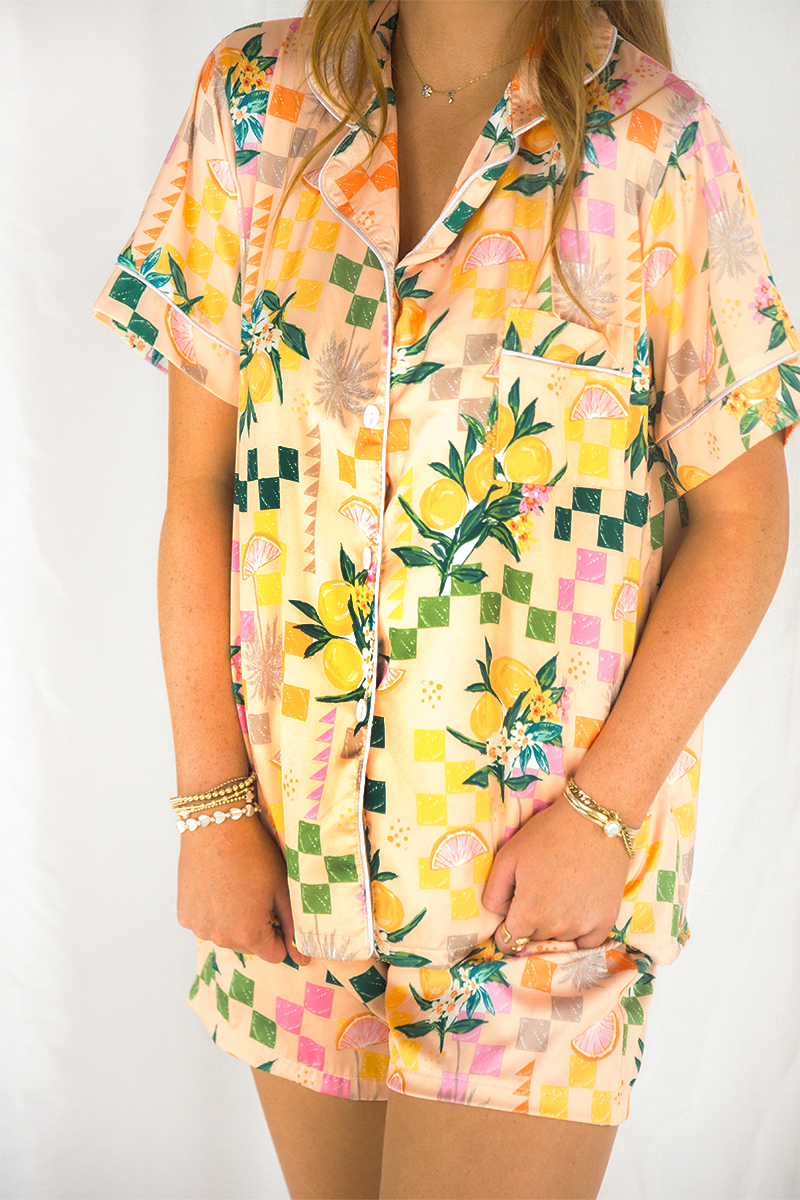 Checkered Picnic Satin Pajamas by Spikes and Seams