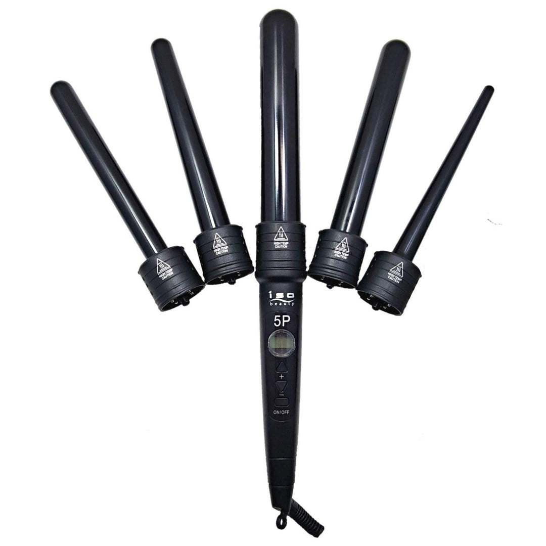 The 5P 5-in-1 Digital Pro Interchangeable Ceramic Curling Wand Set by VYSN