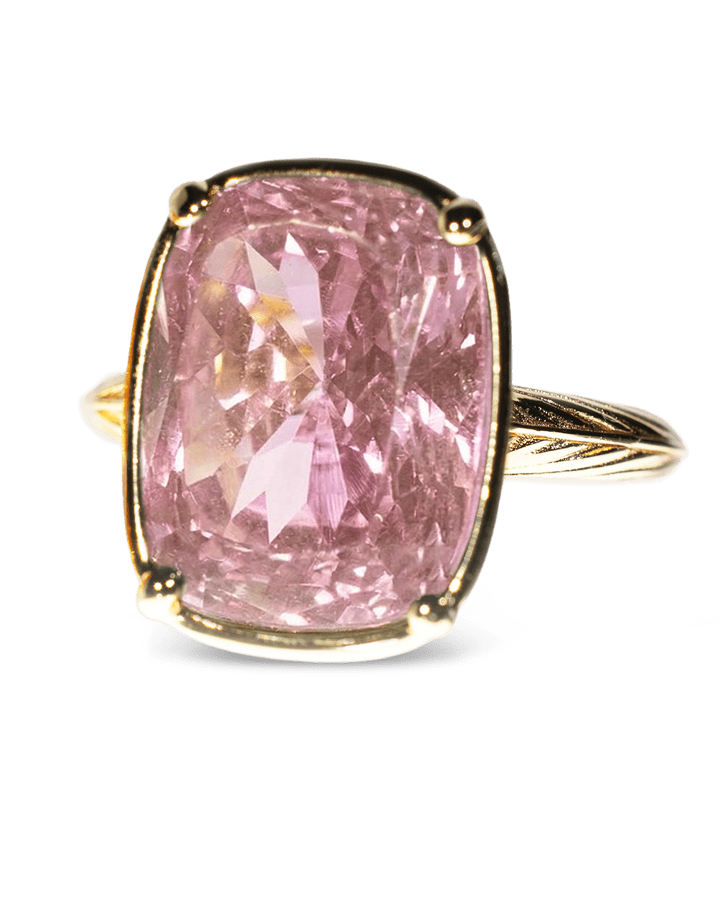 Pink Sapphire Elongated Cushion  CZ Cocktail Ring