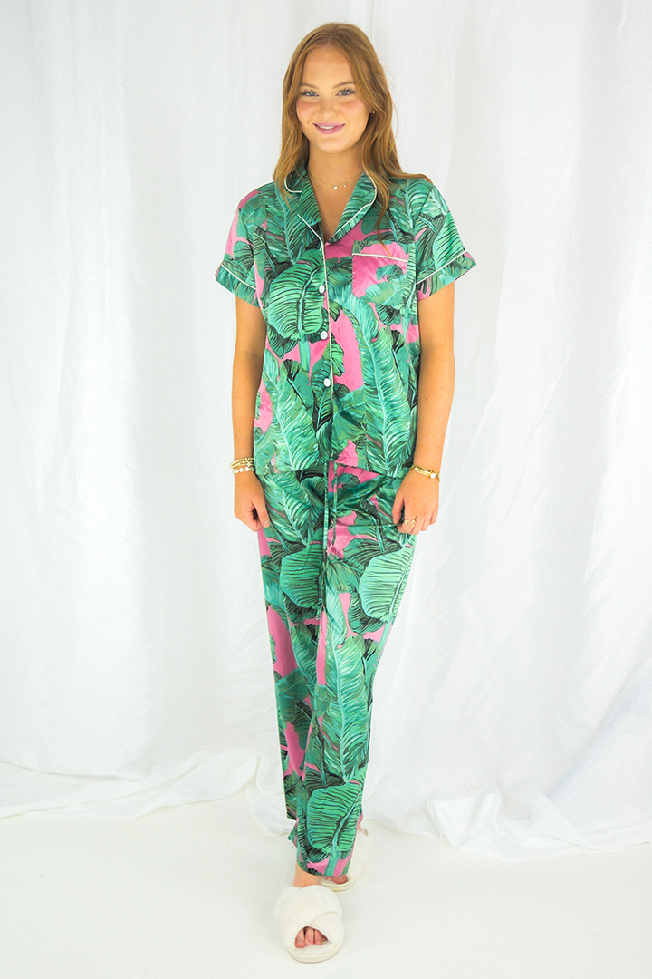 Pink Banana Leaf Pants set by Spikes and Seams