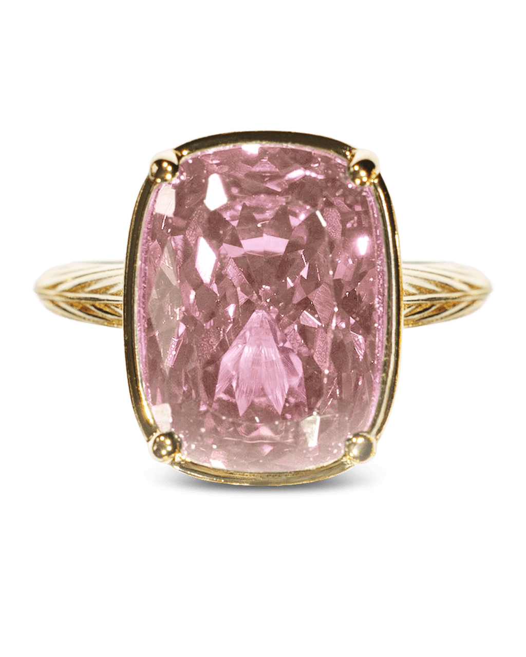 Pink Sapphire Elongated Cushion  CZ Cocktail Ring