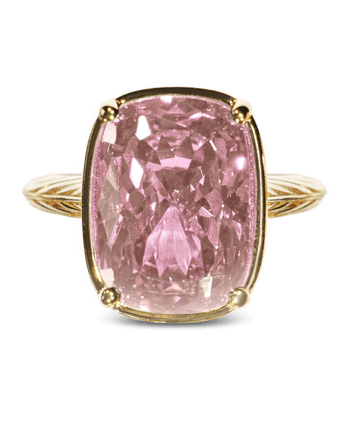 Pink Sapphire Elongated Cushion  CZ Cocktail Ring