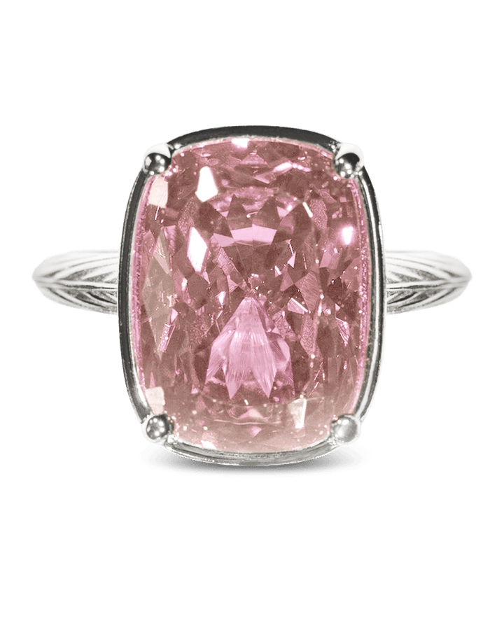Pink Sapphire Elongated Cushion  CZ Cocktail Ring