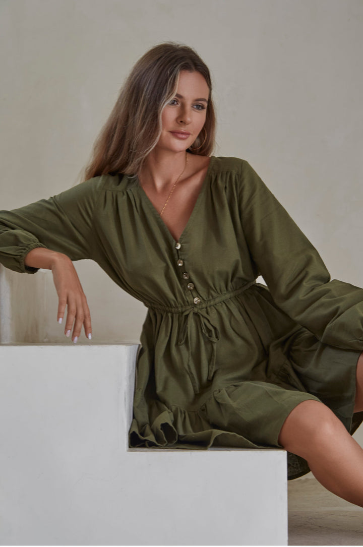 Positano Linen Mini Dress by Bali Lane
