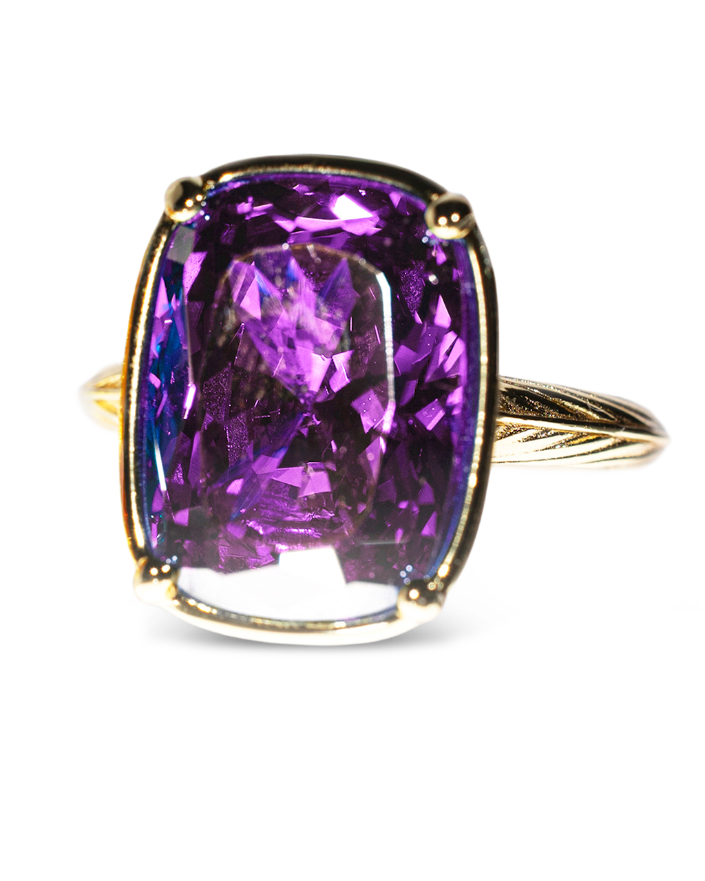 Amethyst Elongated Cushion CZ Cocktail Ring