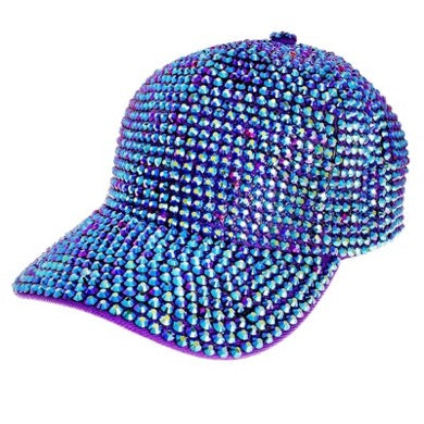 Glitter Rhinestone Embellished Shimmer Baseball Cap by Madeline Love