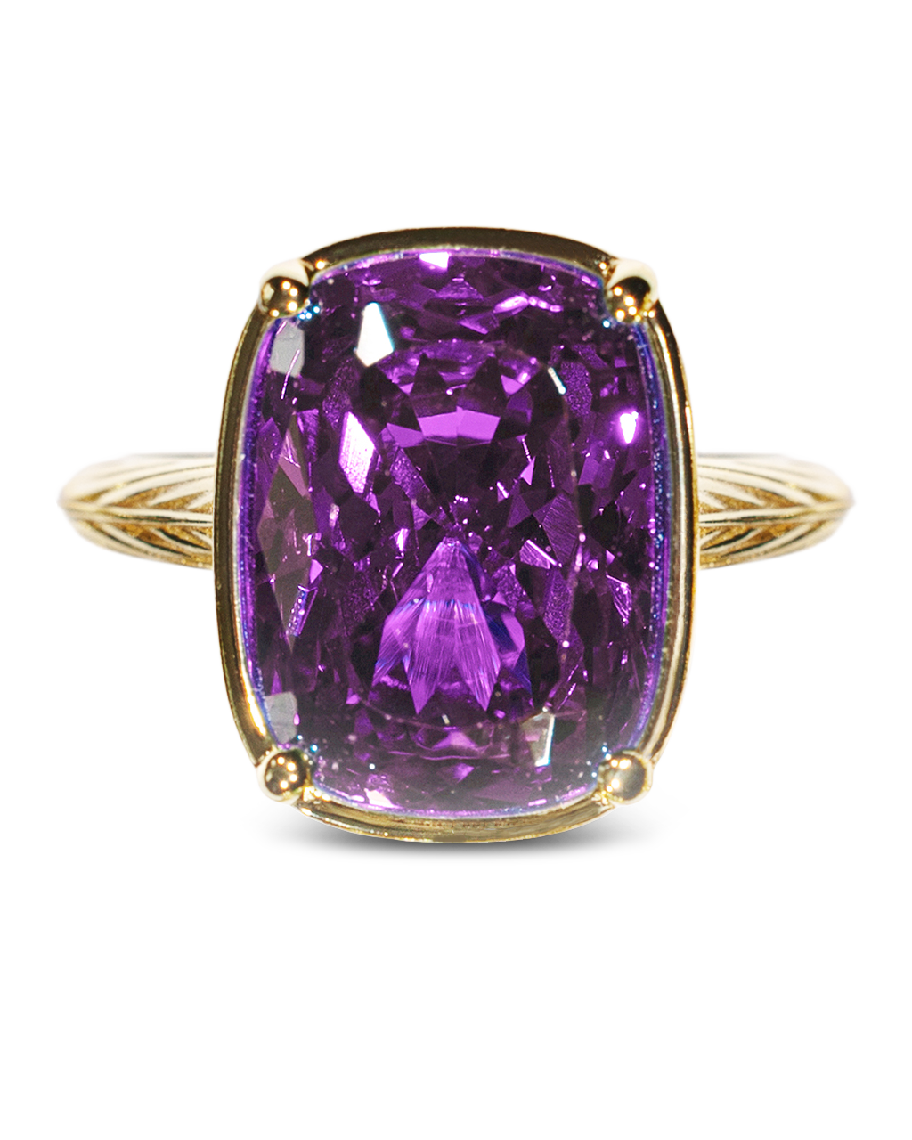 Amethyst Elongated Cushion CZ Cocktail Ring