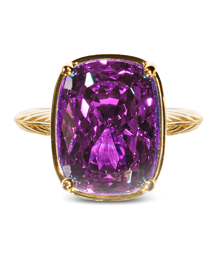 Amethyst Elongated Cushion CZ Cocktail Ring