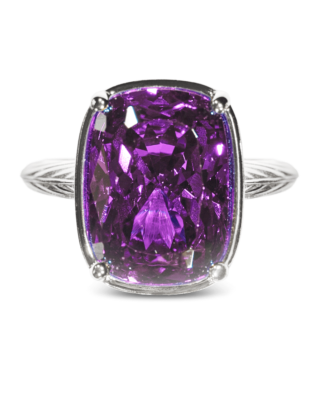 Amethyst Elongated Cushion CZ Cocktail Ring