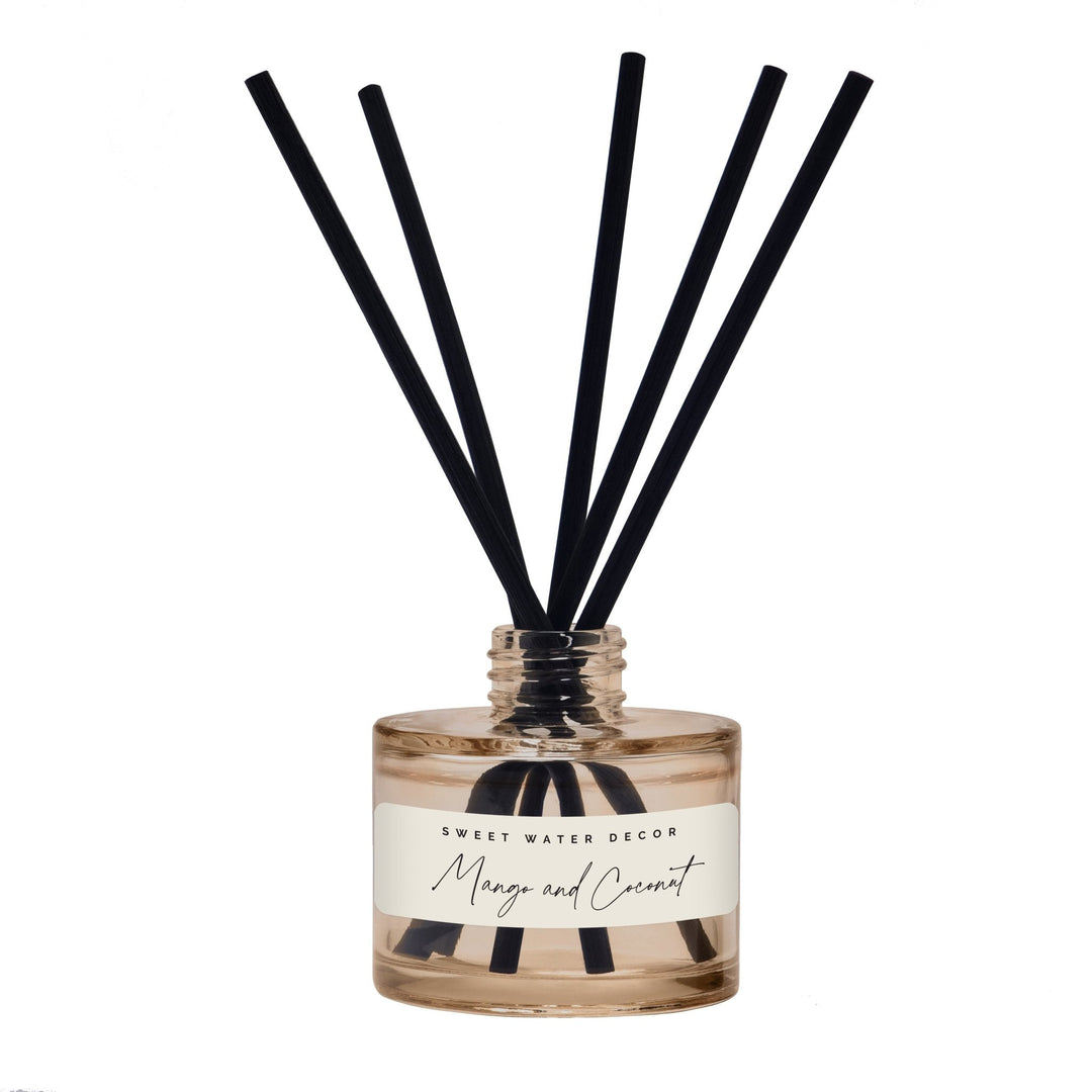 Mango and Coconut Tinted Glass Jar Reed Diffuser - Sweet Water Decor - Reed Diffusers