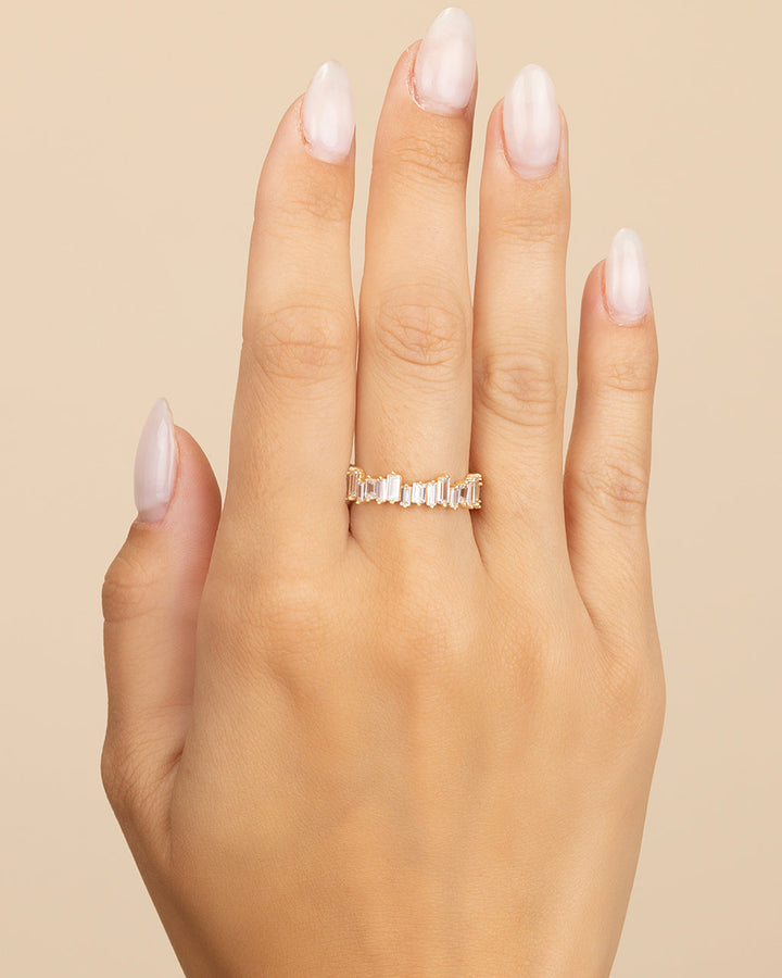 CZ Staggered Eternity Band
