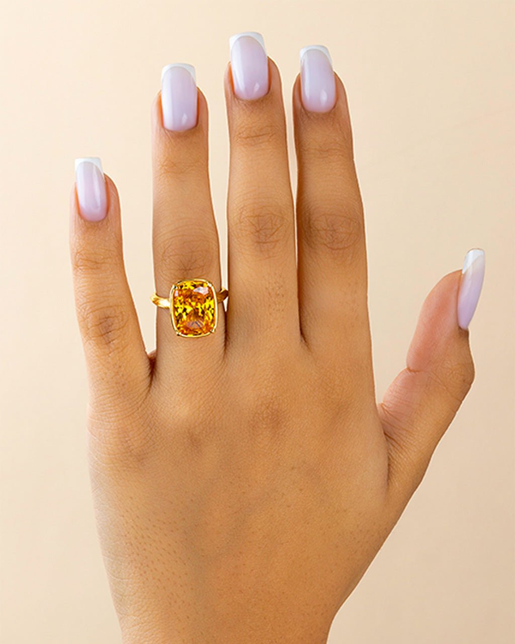 Canary Elongated Cushion CZ Cocktail Ring