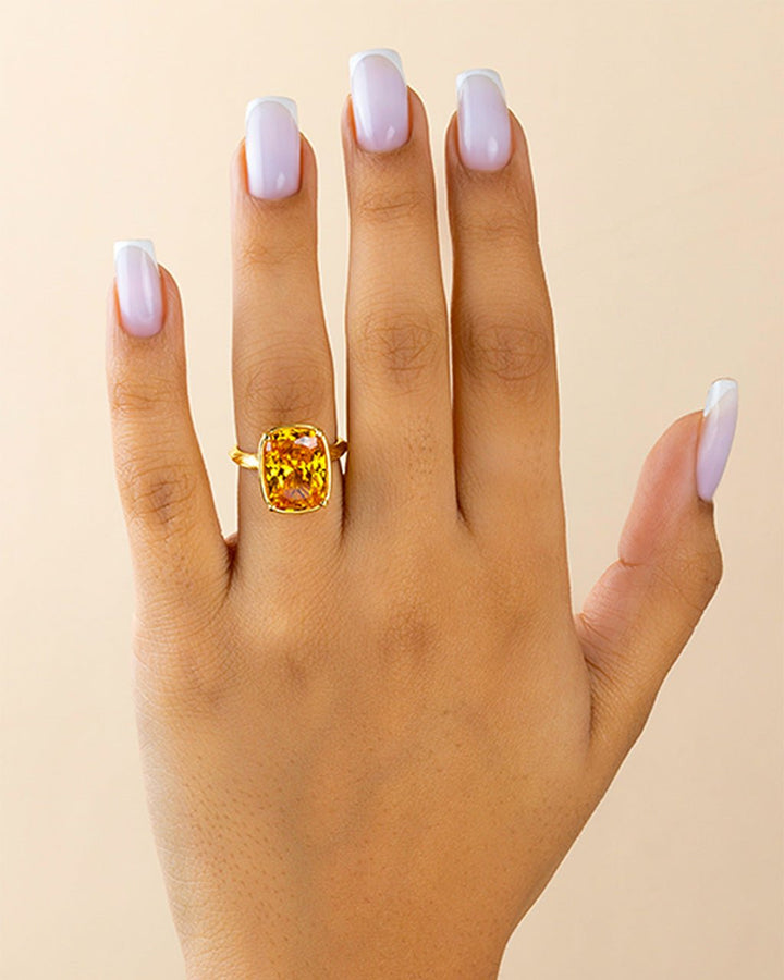 Canary Elongated Cushion CZ Cocktail Ring