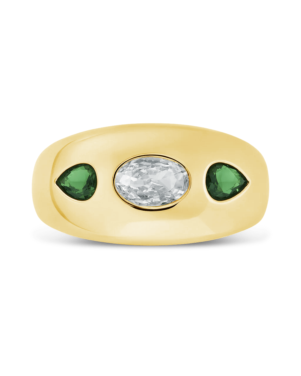 Triple-Stone Tapered Dome Ring
