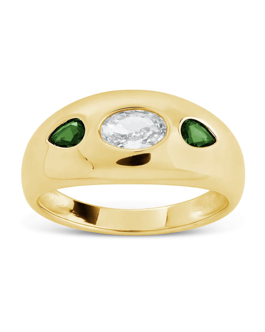 Triple-Stone Tapered Dome Ring